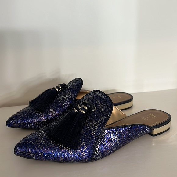 Disney Shoes - Call It Spring X DISNEY Navy Sequin Slip‎ On Pointed Toe Mule Loafers